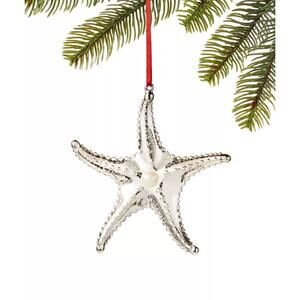 Holiday Lane  Seaside Plastic Starfish Christmas Holiday Ornament Silver NEW